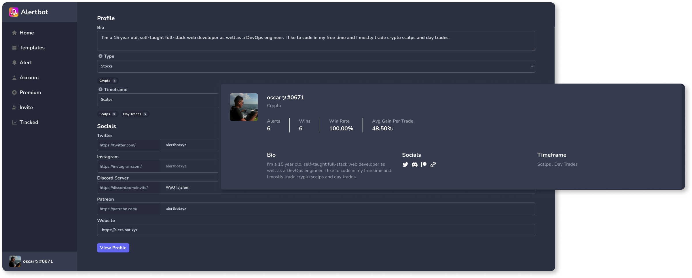 Alerter Profiles example
